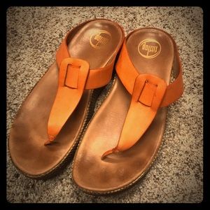 Orange/brown sandal made by fitflop